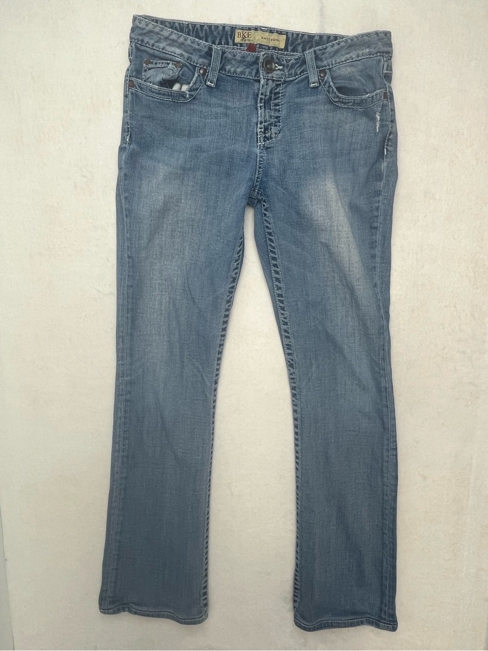 BKE Kate Boot Womens Medium Wash Stretch Bootcut Distressed Denim Jeans 30x33.5